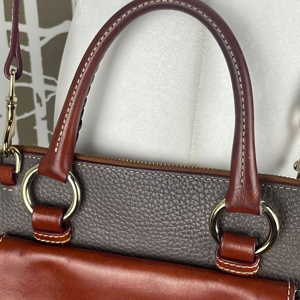 Dooney & Bourke Gray Satchel with Brown Trim - Picture 13 of 16